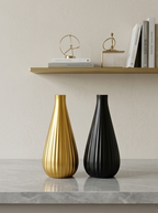 Fluted Teardrop Decorative Ceramic Vase Duo