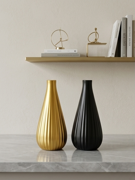 Fluted Teardrop Decorative Ceramic Vase Duo