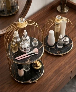 Luxury Waterproof Metal Birdcage Organizer for Bathroom Vanity