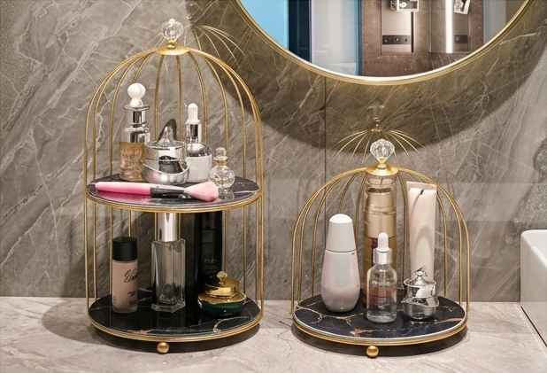 Luxury Waterproof Metal Birdcage Organizer for Bathroom Vanity