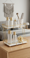 2 Tier Rectangular Golden Vanity Stand