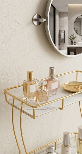 2 Tier Rectangular Golden Vanity Stand