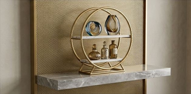 Gold-plated, two-tier bathroom organizer