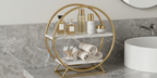 Gold-plated, two-tier bathroom organizer