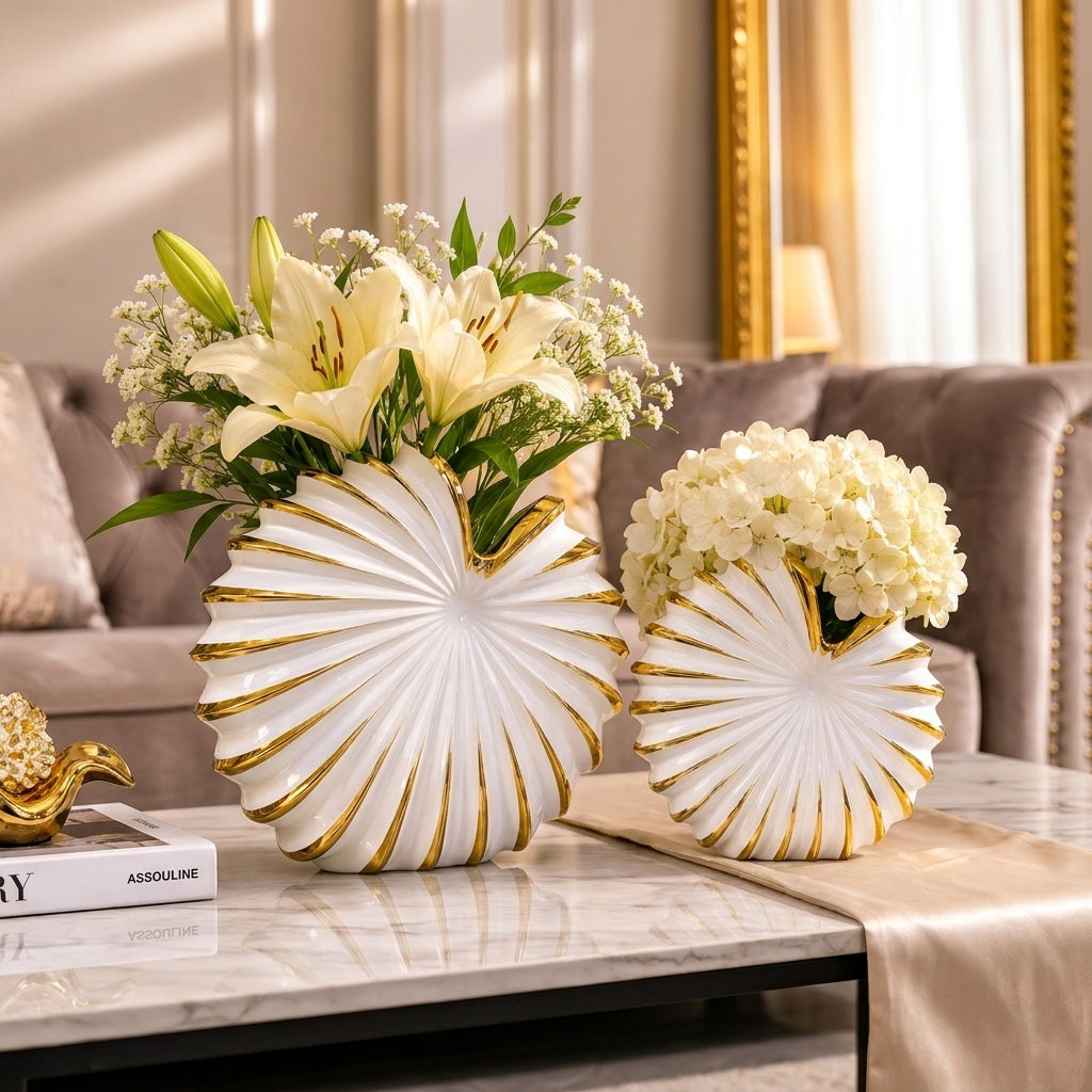 White ceramic seashell vase