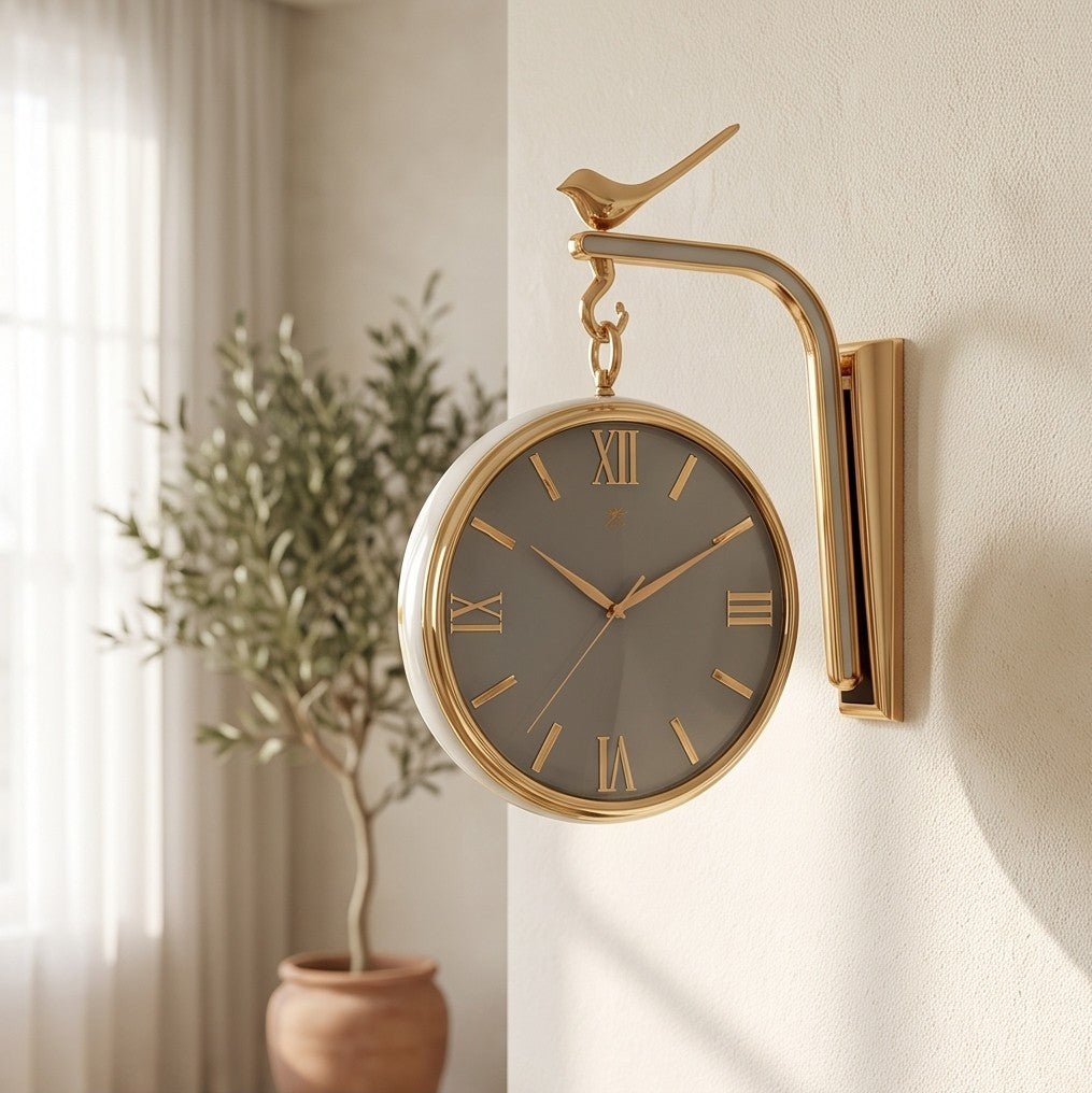 Modern Luxury Wall Clock With Bird Design | Elegant Home Decor Clock