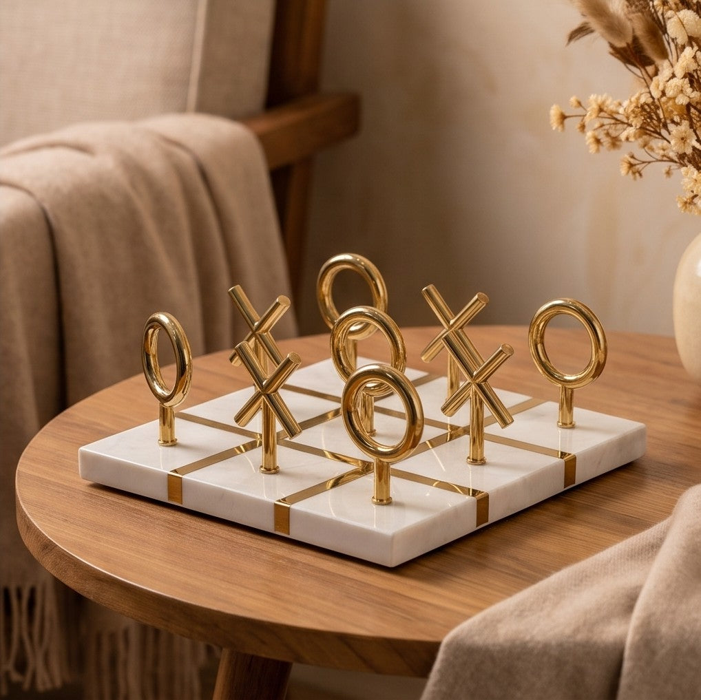 Luxury Golden Tic Tac Toe Decor Set