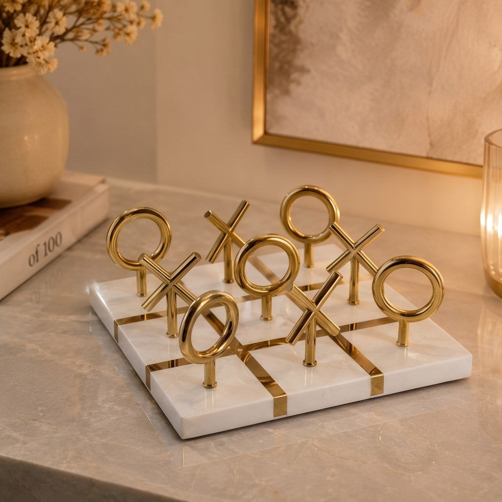 Luxury Golden Tic Tac Toe Decor Set