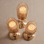 Luxury Gold Spiral Candle Holder Set 3-Piece – Crystal Accent Pillar Stands