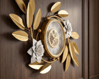 Luxury Gold Floral Wall Clock | Modern Silent Decorative Metal Wall Clock