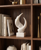 Abstract White Marble Sculpture with Crystal Orb – Modern Art Showpiece