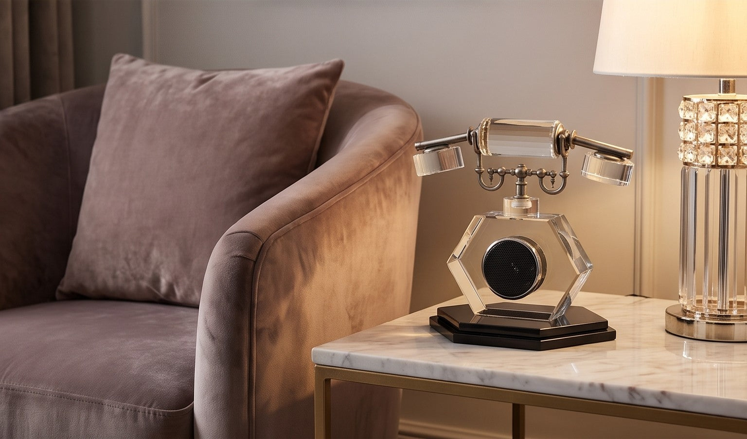 Vintage Crystal Telephone Speaker – Antique-Style Decorative Showpiece