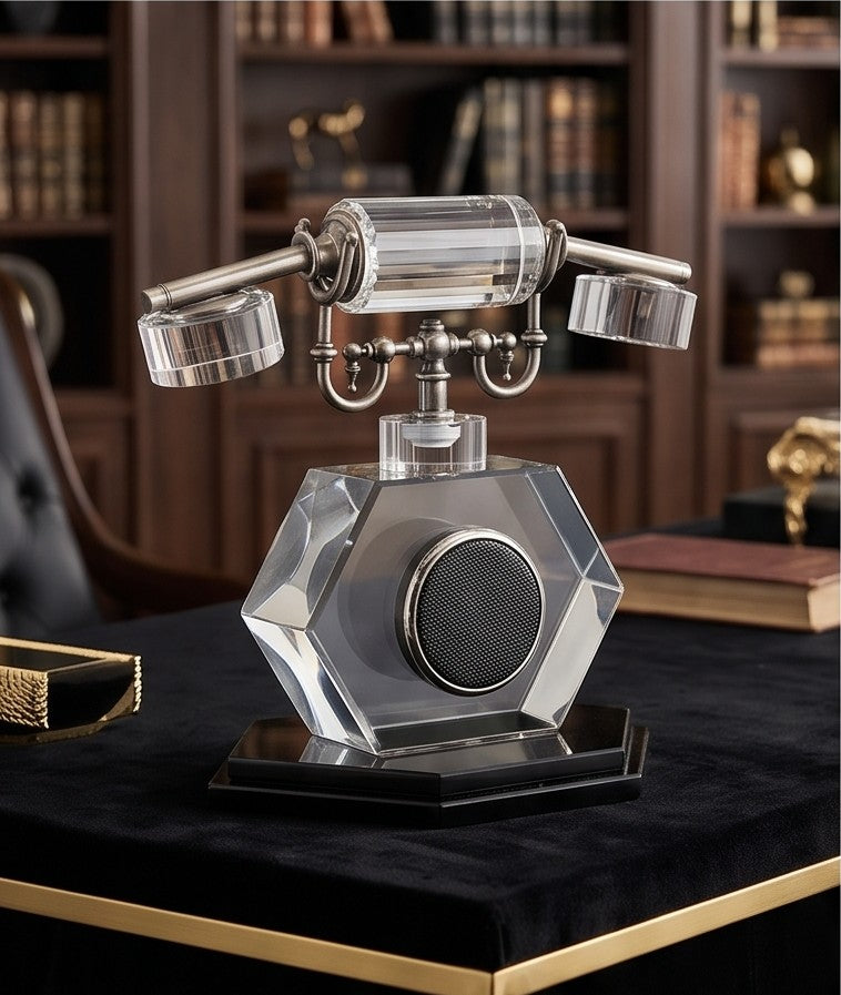 Vintage Crystal Telephone Speaker – Antique-Style Decorative Showpiece