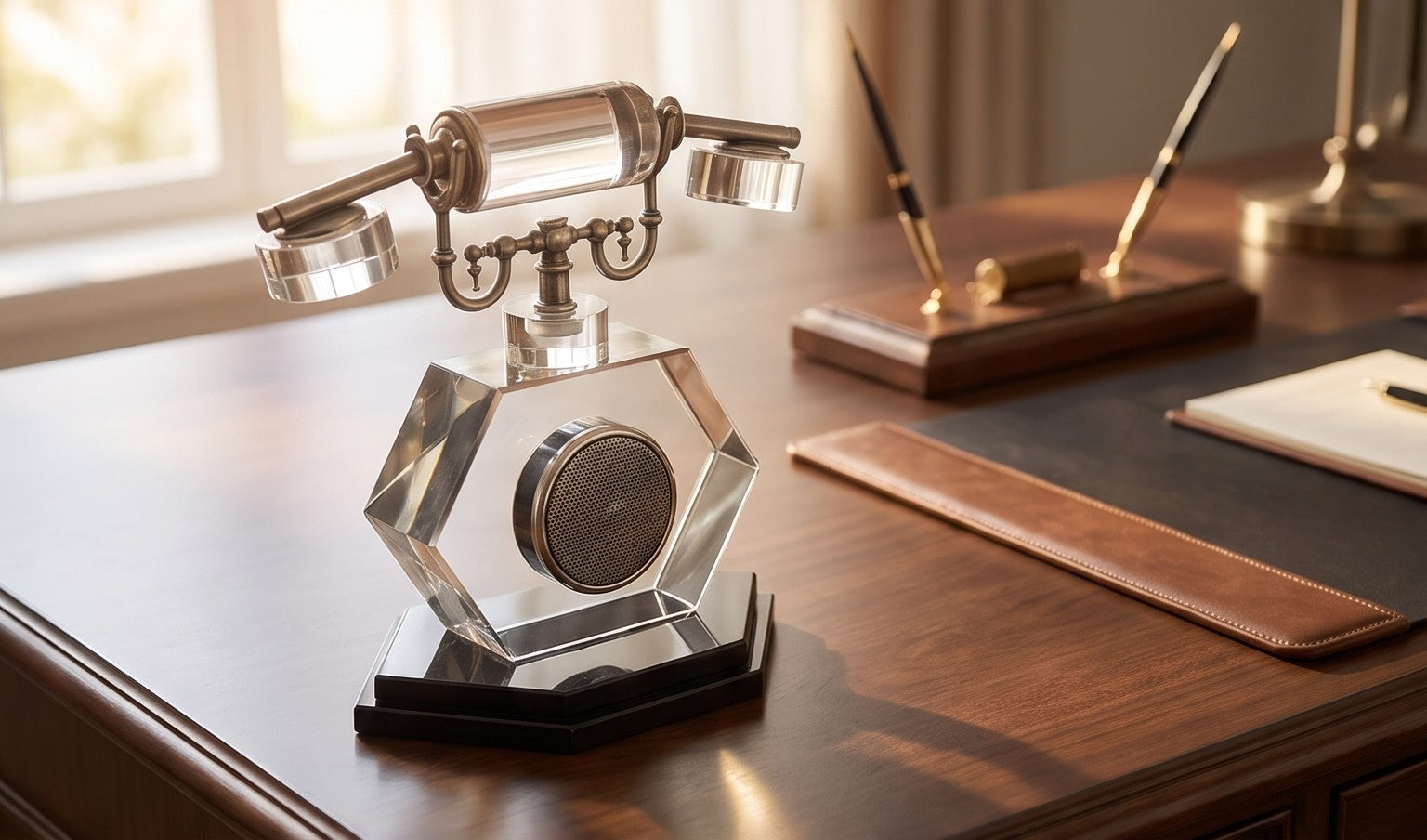 Vintage Crystal Telephone Speaker – Antique-Style Decorative Showpiece