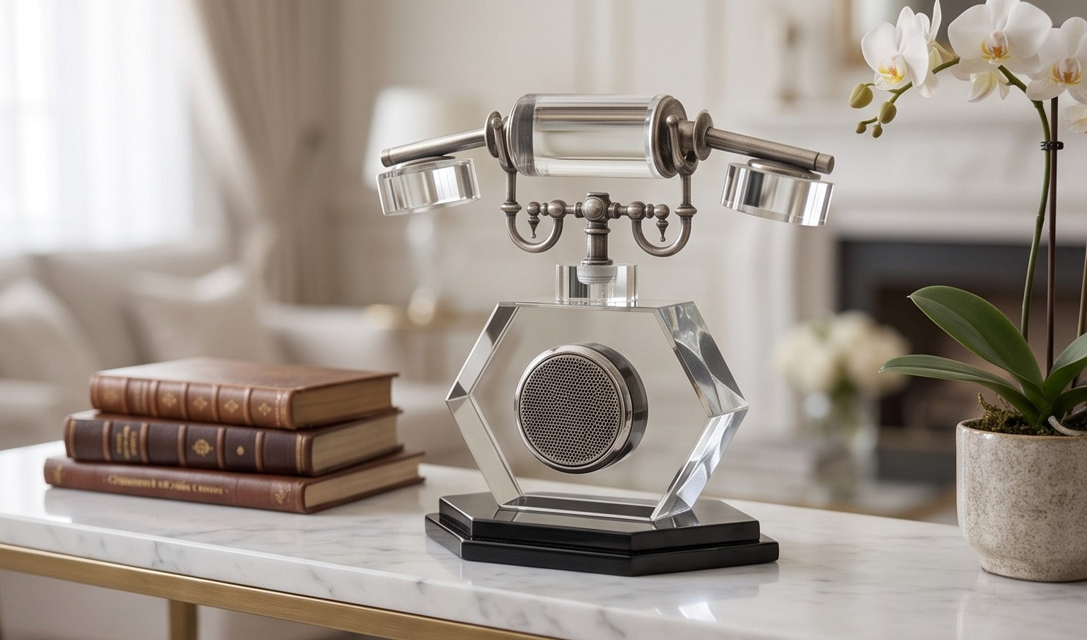 Vintage Crystal Telephone Speaker – Antique-Style Decorative Showpiece