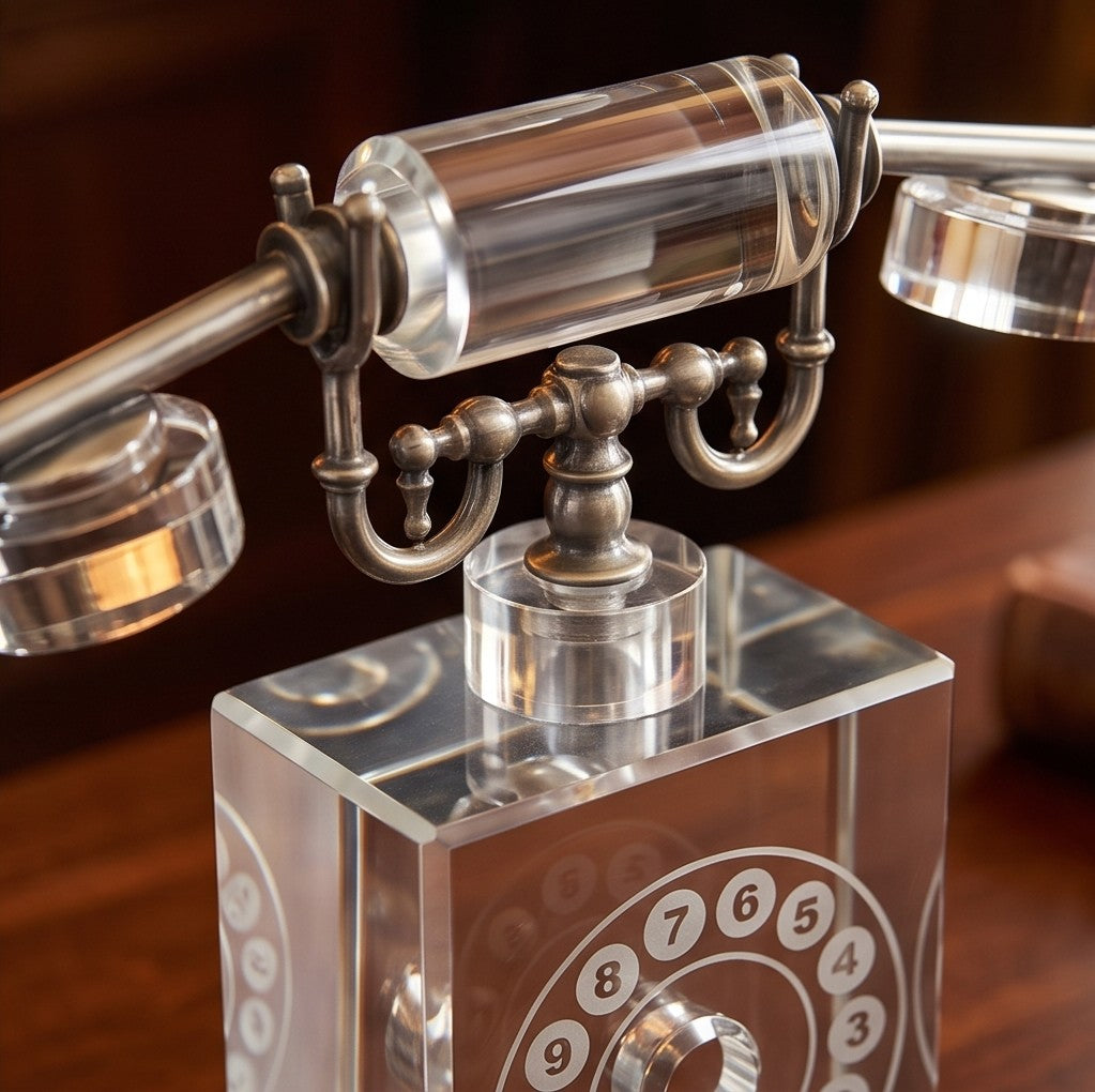 Full Crystal Vintage Telephone Showpiece – Antique Rotary Dial Sculpture