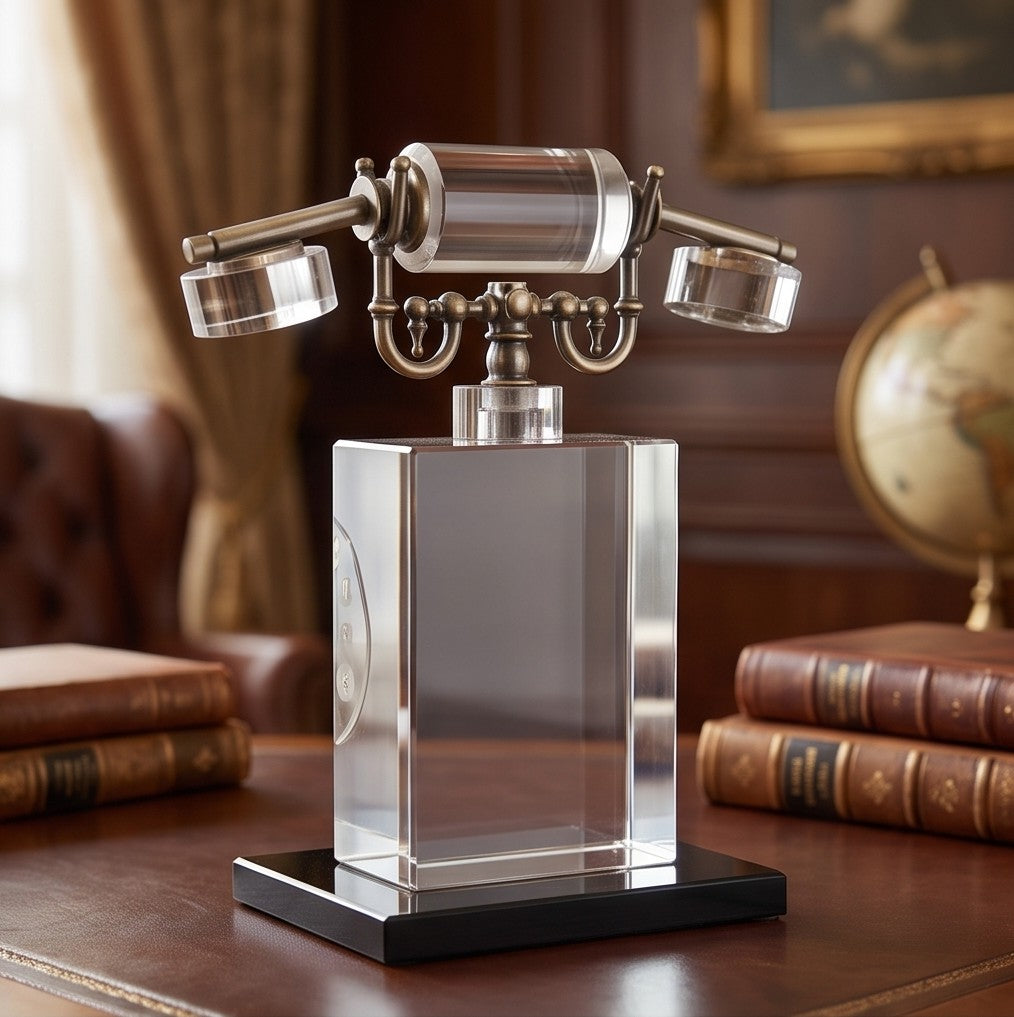 Full Crystal Vintage Telephone Showpiece – Antique Rotary Dial Sculpture