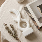 White Marble Infinity Sculpture with Crystal Bubble Sphere