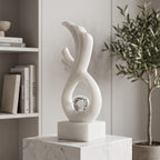 White Marble Infinity Sculpture with Crystal Bubble Sphere