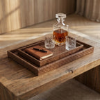 Luxury Textured Serving Tray Set Premium 2 Pcs Decorative Organizer Trays