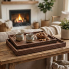 Luxury Textured Serving Tray Set Premium 2 Pcs Decorative Organizer Trays