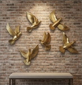 six-piece set of golden flying birds