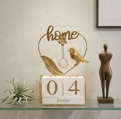 Timeless Golden Cube Calendar Decor