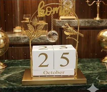 Timeless Golden Cube Calendar Decor