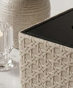 Luxury Vegan Leather Desk Organizer with Built-in Tissue Box Holder & Stationery Slots