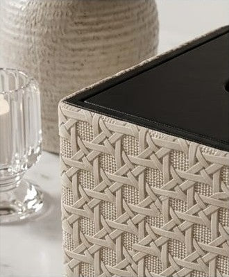 Luxury Vegan Leather Desk Organizer with Built-in Tissue Box Holder & Stationery Slots