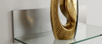 Modern Black and Gold Ceramic Vase with Geometric Hollow Center