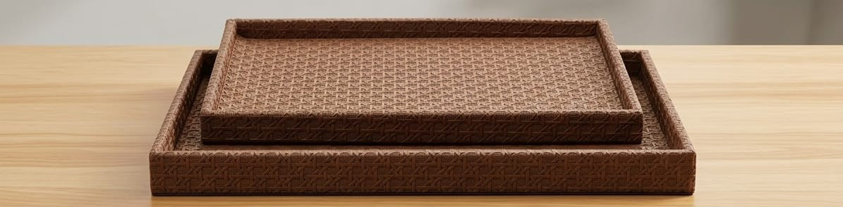 Luxury Textured Serving Tray Set – Premium 2 Pcs Decorative Organizer Trays