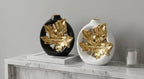 Luxury Golden Maple Leaf Ceramic Vase