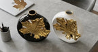 Luxury Golden Maple Leaf Ceramic Vase