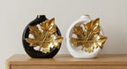 Luxury Golden Maple Leaf Ceramic Vase