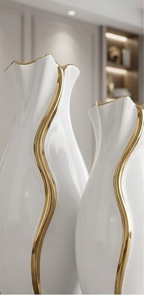 Gold Wave high-gloss white ceramic vases