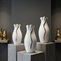 Gold Wave high-gloss white ceramic vases