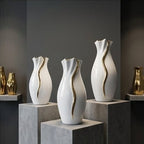 Gold Wave high-gloss white ceramic vases