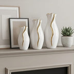 Gold Wave high-gloss white ceramic vases