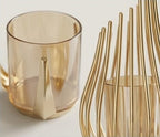 Metal candlestick Gold with honey glass