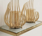 Metal candlestick Gold with honey glass