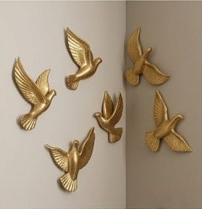 six-piece set of golden flying birds