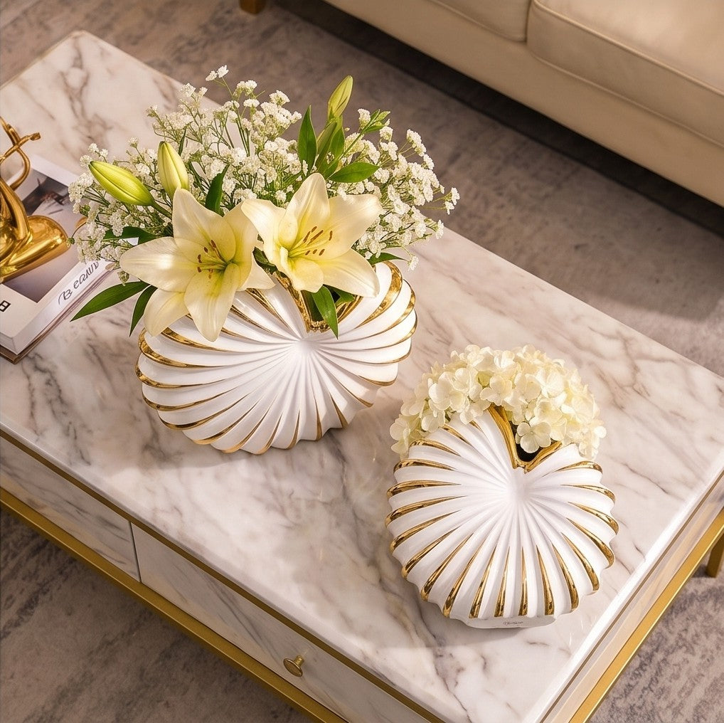 White ceramic seashell vase