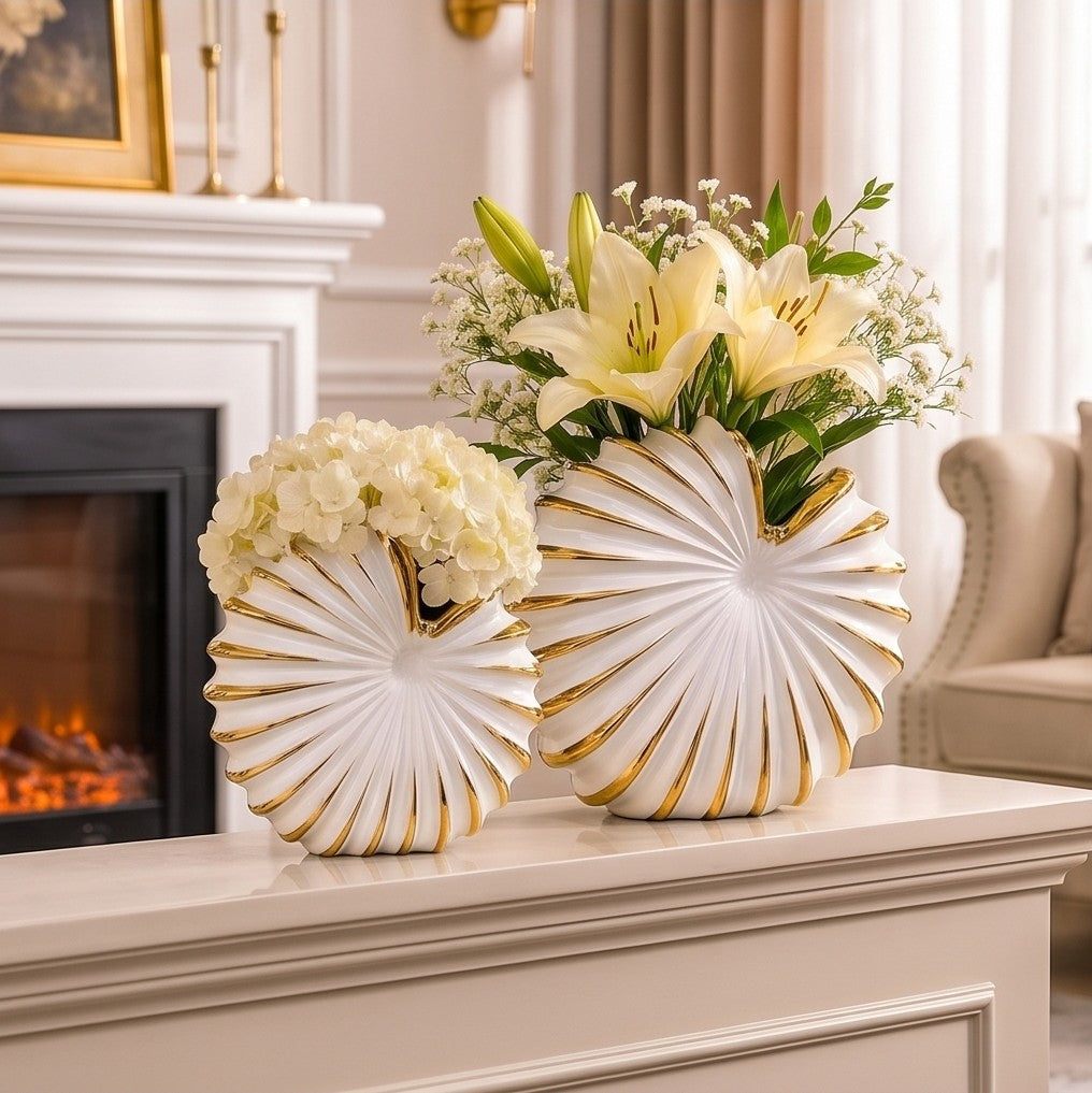 White ceramic seashell vase
