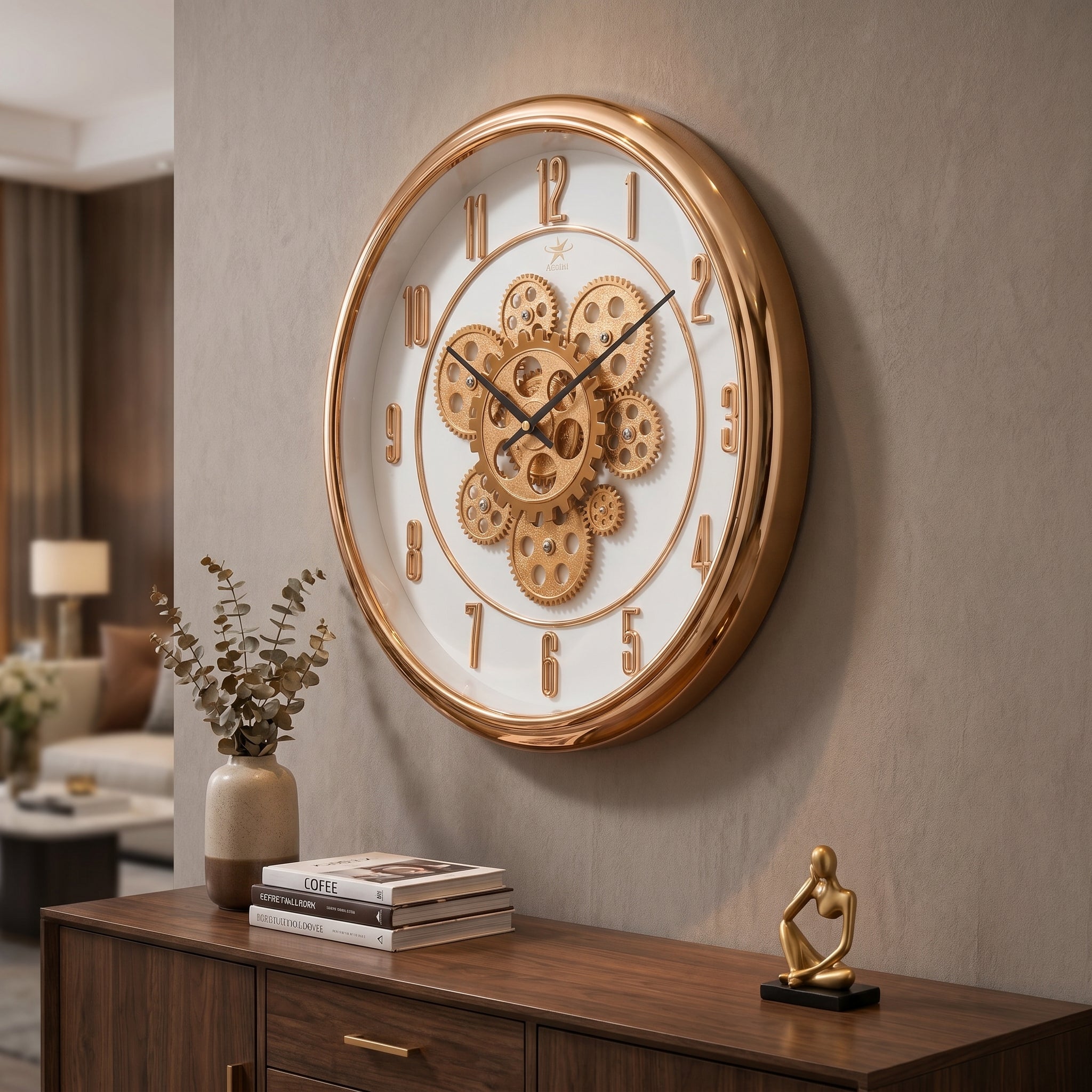 Rose gold mechanical wall clock