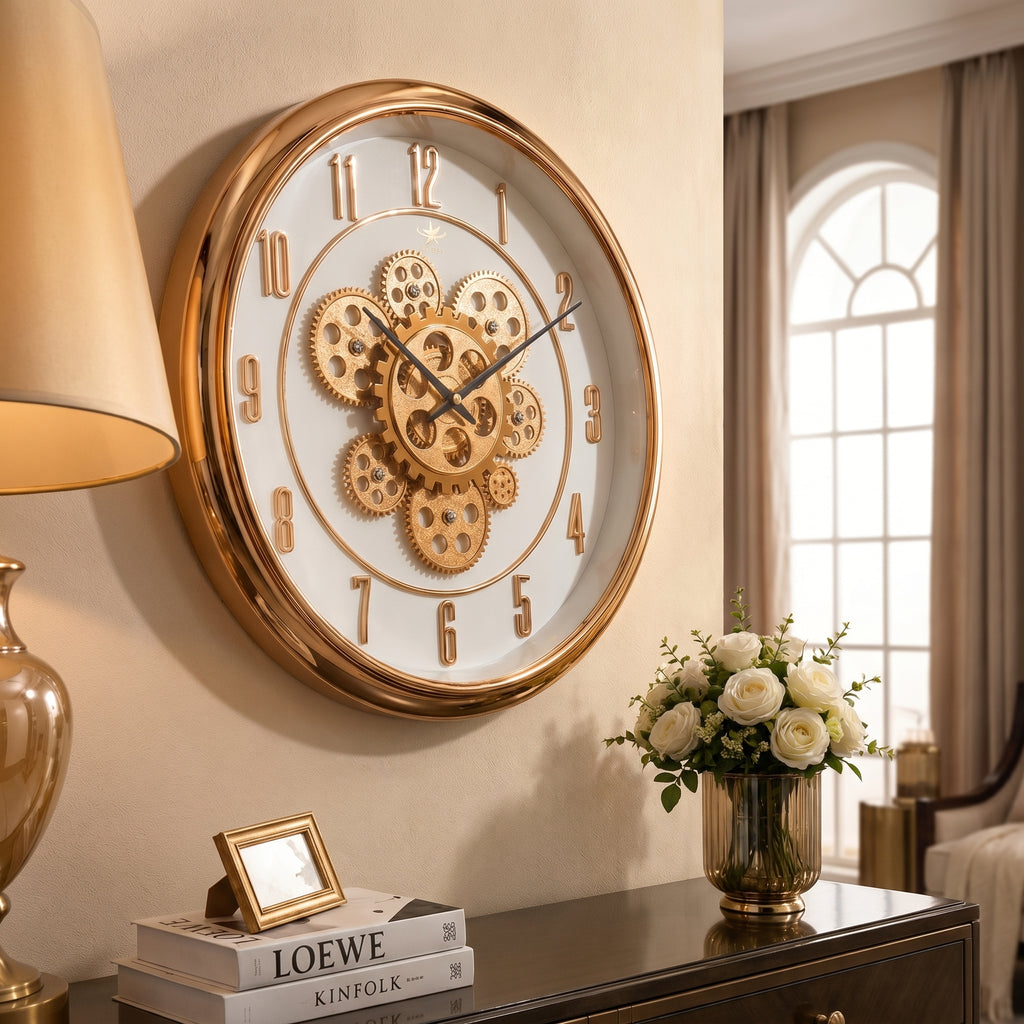 Rose gold mechanical wall clock