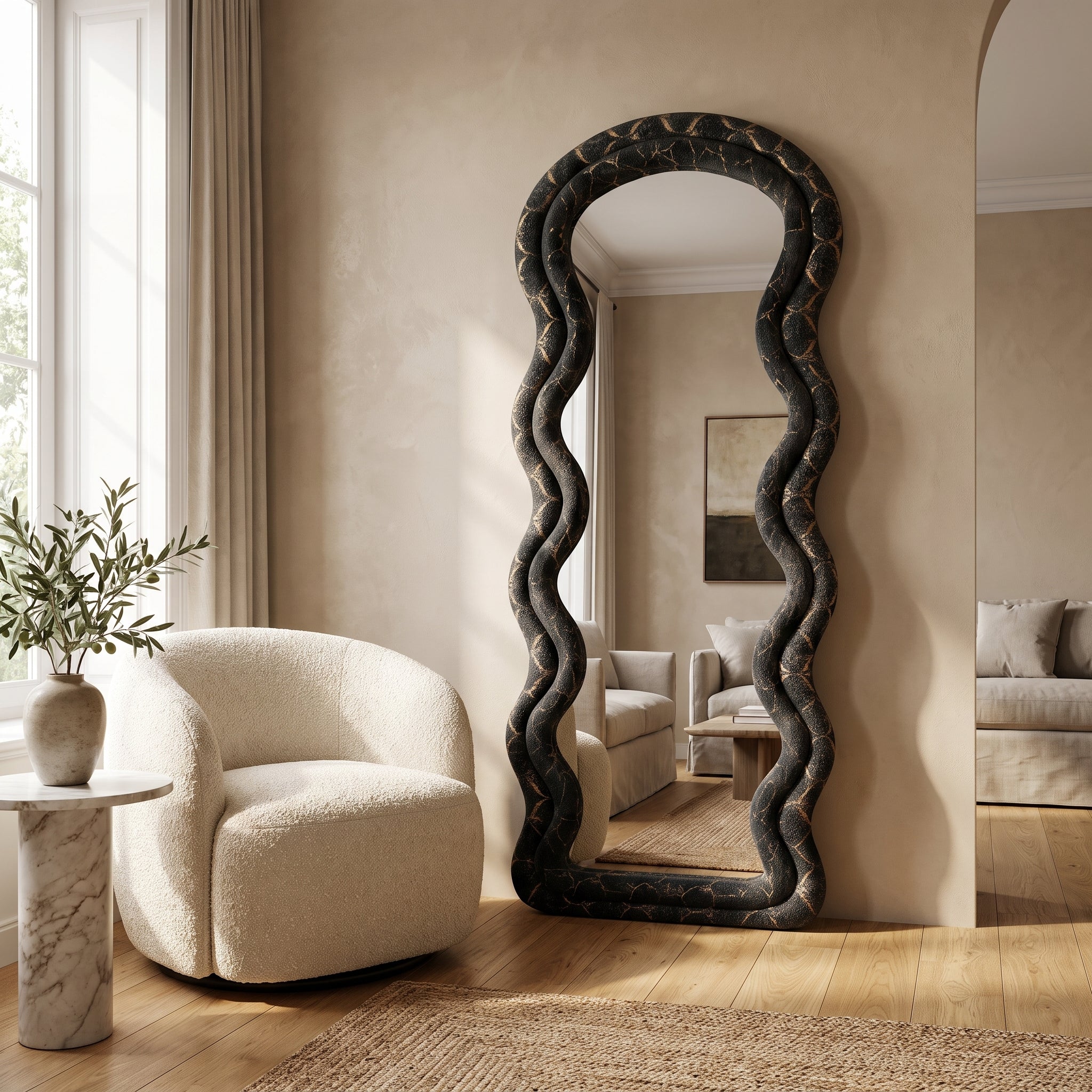 Wavy full length mirror