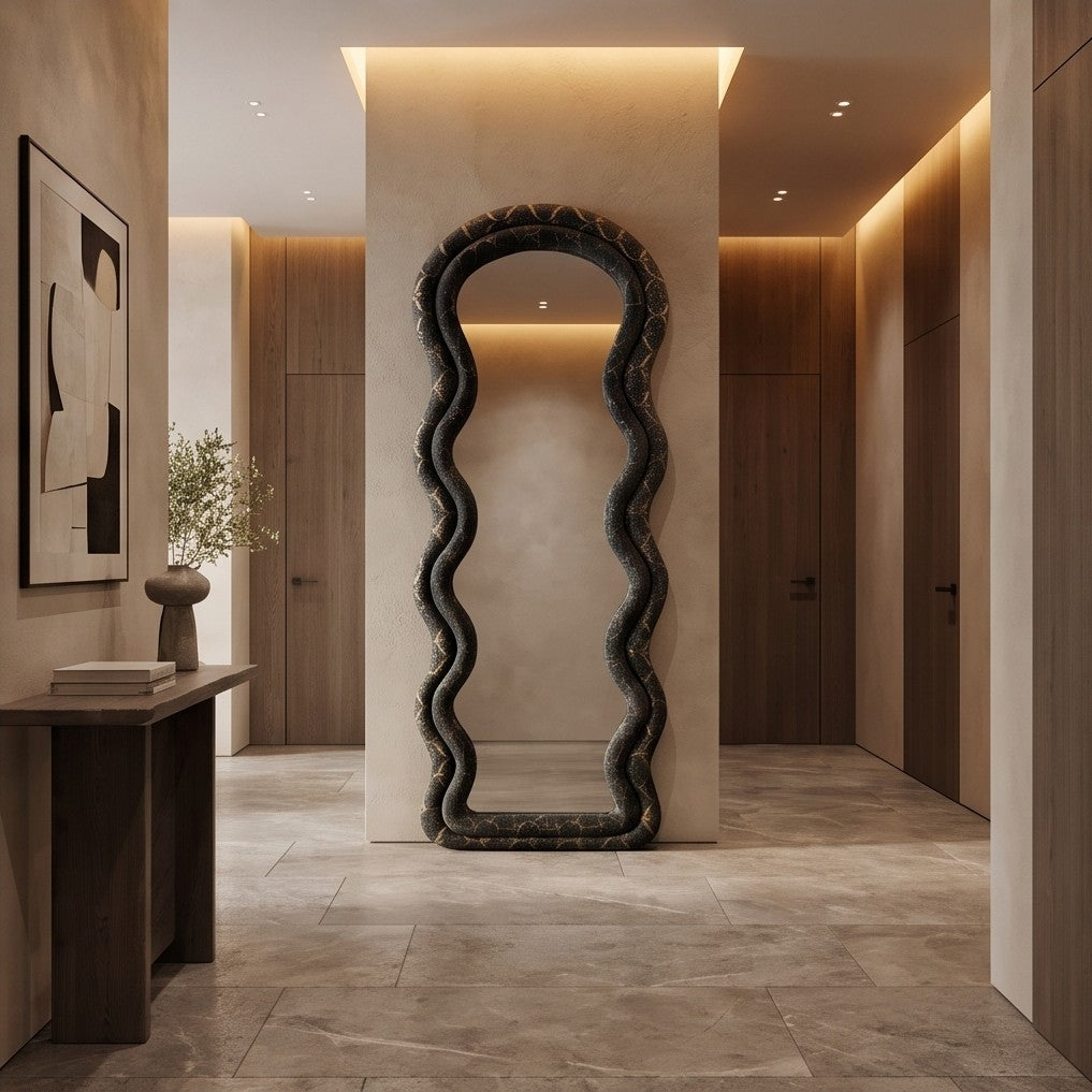 Wavy full length mirror