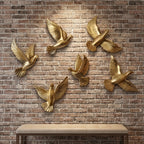 Six-piece set of golden flying birds