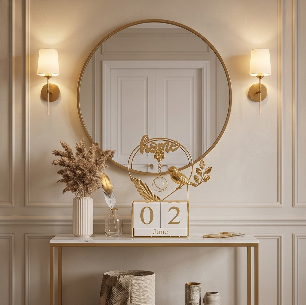 Timeless Golden Cube Calendar Decor